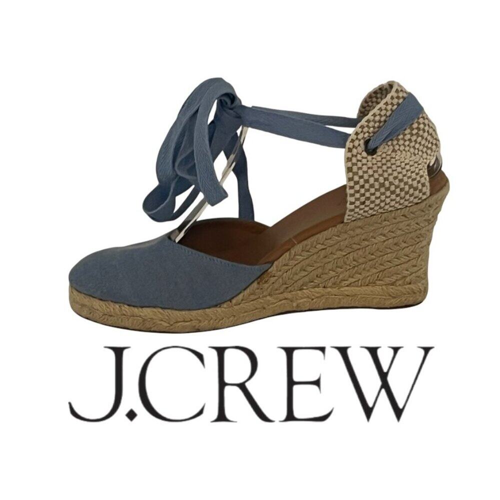 NWOT J. Crew Light Blue Espadrille Wedges Size 7
